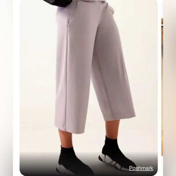 Athleta seasons wide crop pants light grey 1x relaxed casual pants - Picture 2 of 8